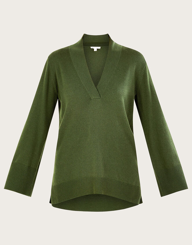 Collar Wool Jumper, Green (GREEN), large