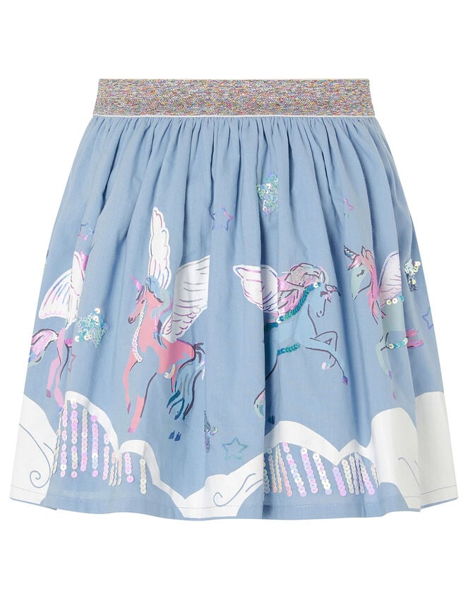 Sequin Cloud Unicorn Skirt, Blue (BLUE), large