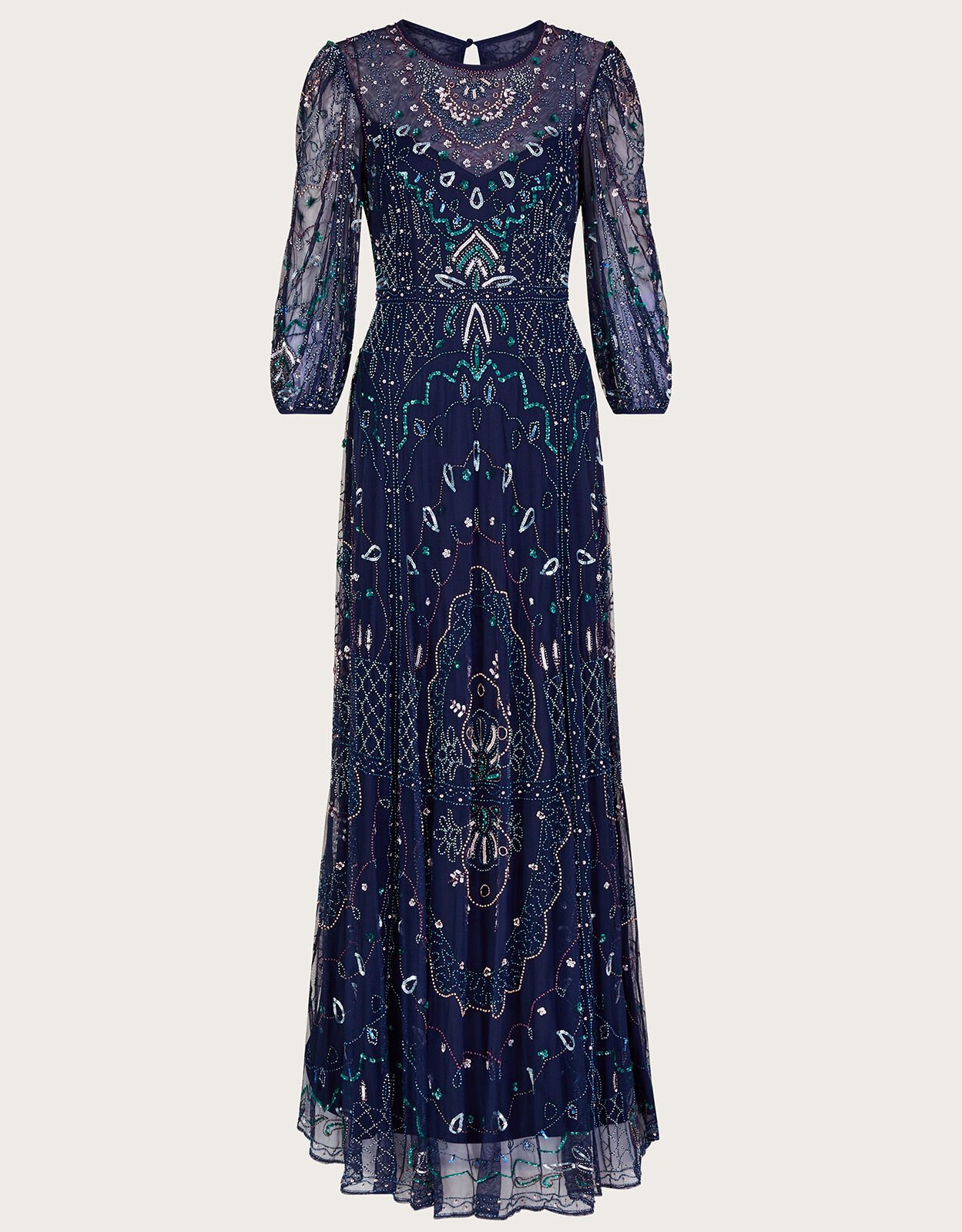 Lily Embellished Maxi Dress with Recycled Polyester Blue