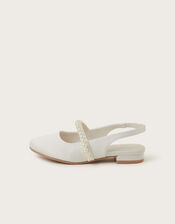 Pearl Strap Slingback Flats, Ivory (IVORY), large