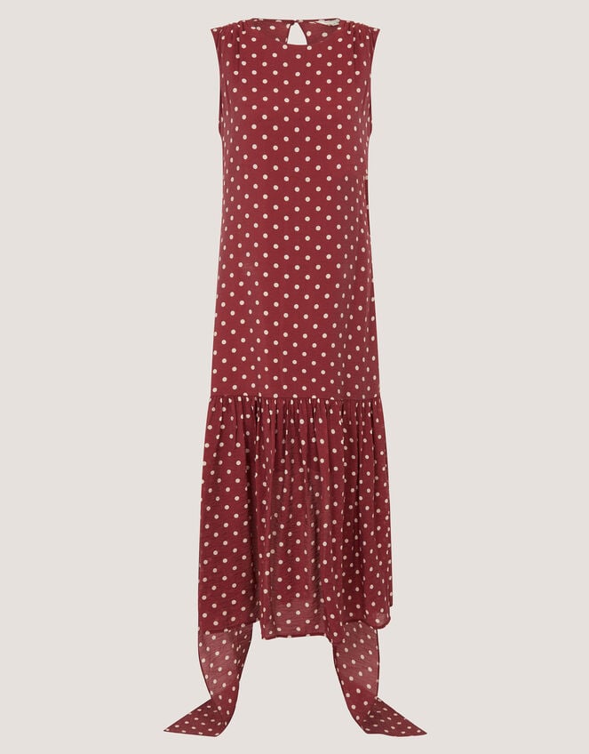 Claire Polka Dot Midi Dress, Red (BERRY), large