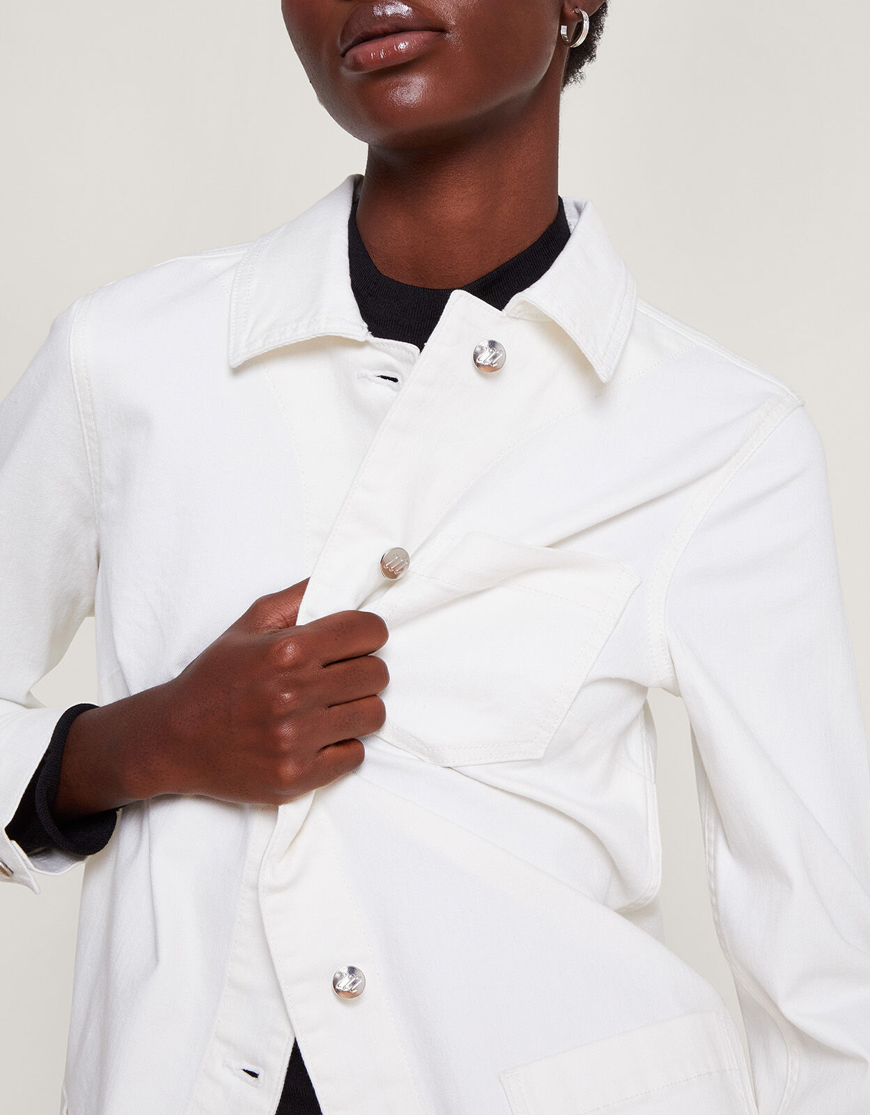 Longline white denim jacket hot sale
