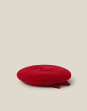 Velvet Bow Beret, Red (RED), large