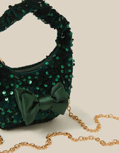 Bow Sequin Velvet Bag, , large