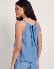 Lacy Embroidered Cami, Blue (DENIM BLUE), large