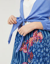 Libby Tie Shrug in Linen Blend, Blue (BLUE), large