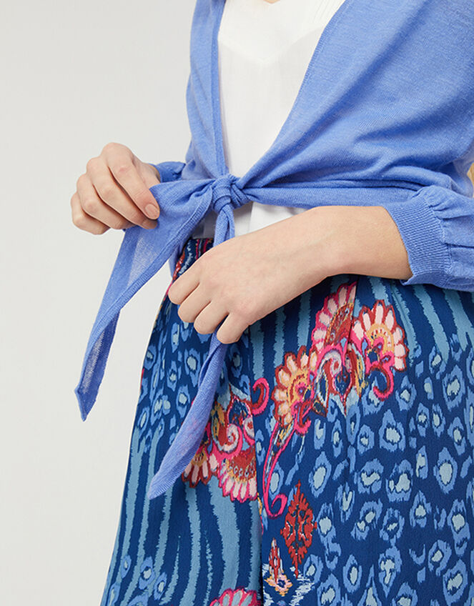 Libby Tie Shrug in Linen Blend, Blue (BLUE), large