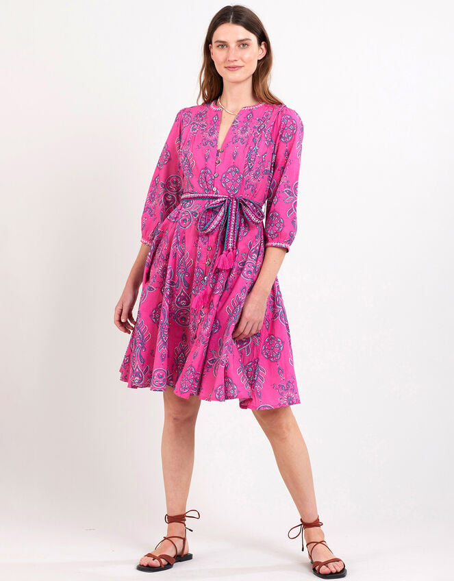 East Rian Embroidered Short Dress Pink
