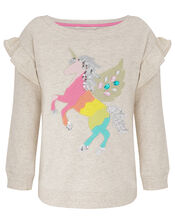 Unicorn Sweatshirt Set in Organic Cotton, Camel (OATMEAL), large