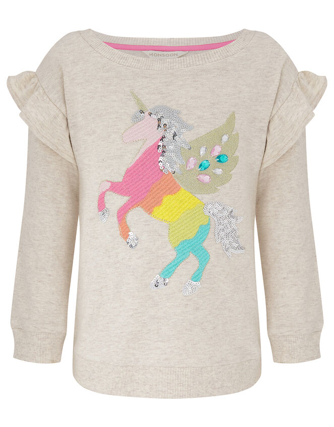 Unicorn Sweatshirt Set in Organic Cotton, Camel (OATMEAL), large