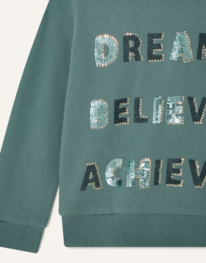 Embellished Slogan Hoody, Teal (TEAL), large