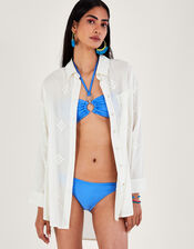 Diamond Embroidered Beach Shirt, White (WHITE), large