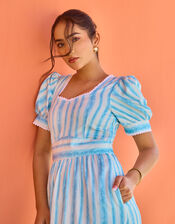 India & Mills Katie Stripe Midi Dress, Blue (BLUE), large