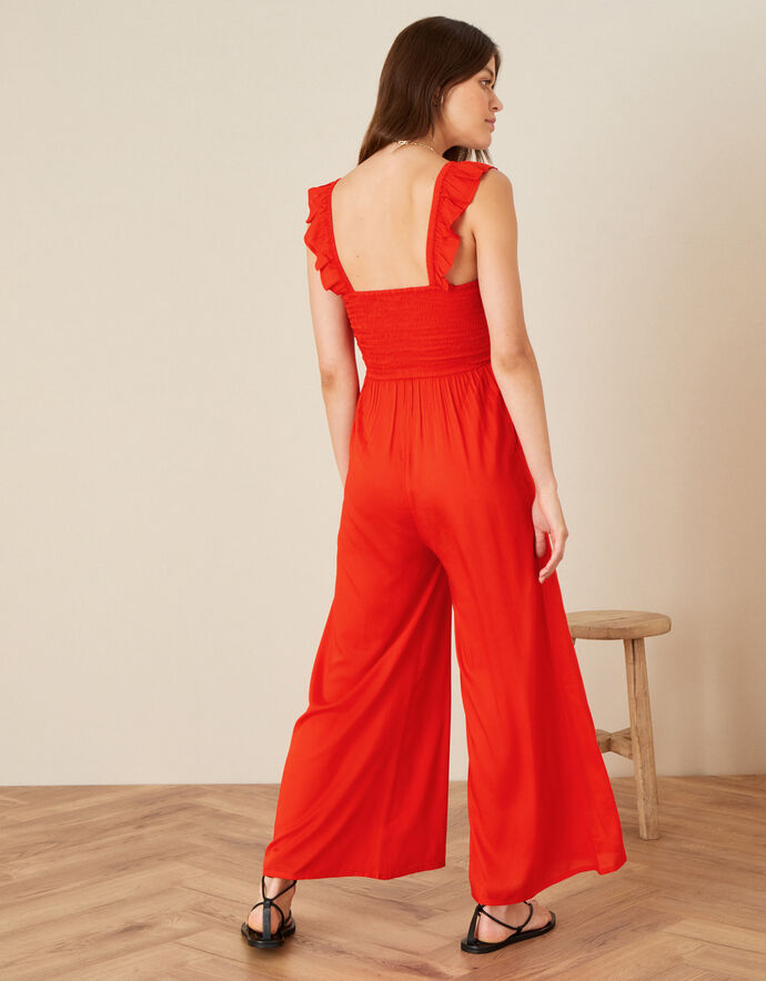 Ruffle Strap Wide Leg Jumpsuit Orange Jumpsuits Monsoon UK.