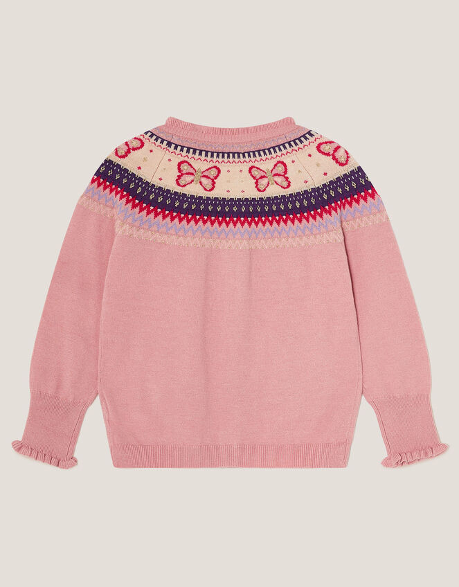 Butterfly Fair Isle Cardigan , Pink (PINK), large