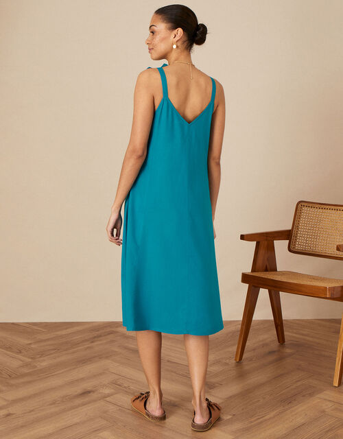 Embroidered Floral Slip Dress in LENZING™ ECOVERO™, Teal (TEAL), large