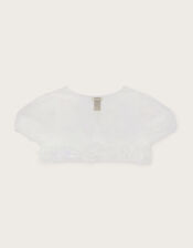 3D Roses Trim Tulle Cover Up, Ivory (IVORY), large