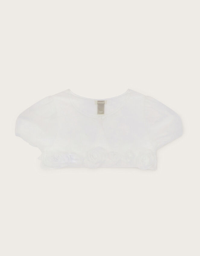 3D Roses Trim Tulle Cover Up, Ivory (IVORY), large