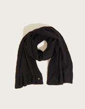 Super Soft Knit Scarf with Recycled Polyester, Black (BLACK), large