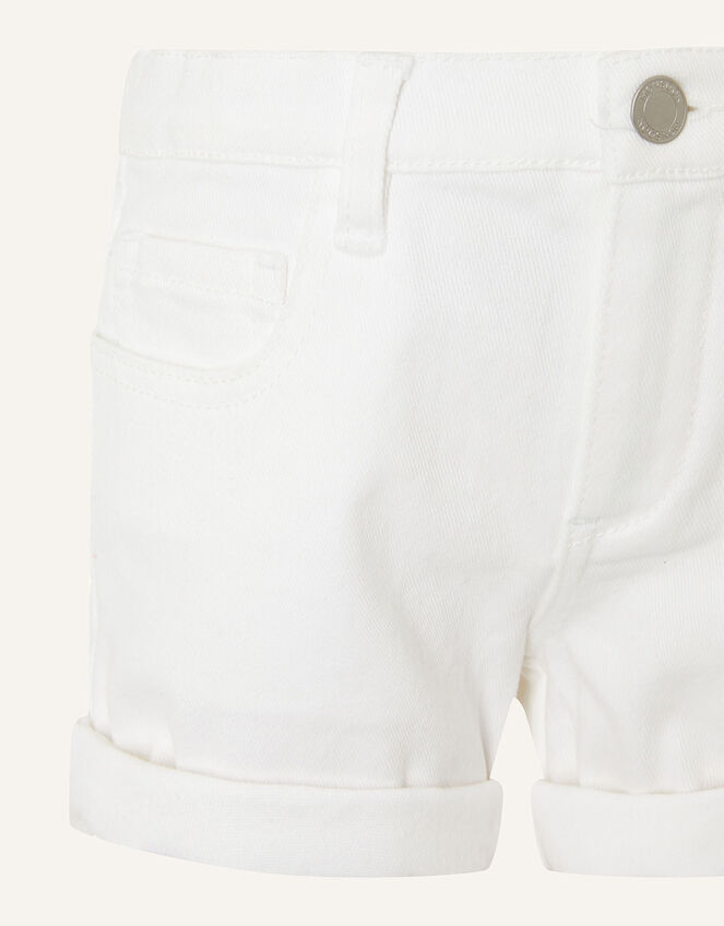 Denim Shorts, White (WHITE), large