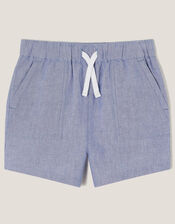 Chambray Drawstring Shorts, Blue (BLUE), large