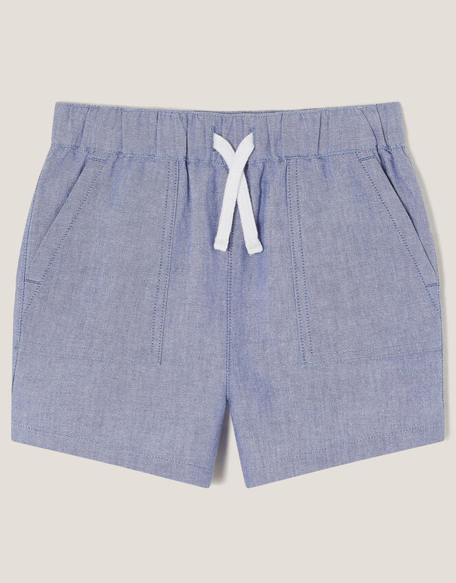Chambray Drawstring Shorts, Blue (BLUE), large