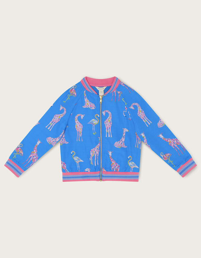 Giraffe and Flamingo Bomber Jacket WWF-UK Collaboration, Blue (BLUE), large