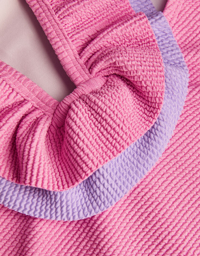 Frilly Seersucker Swimsuit, Pink (PINK), large