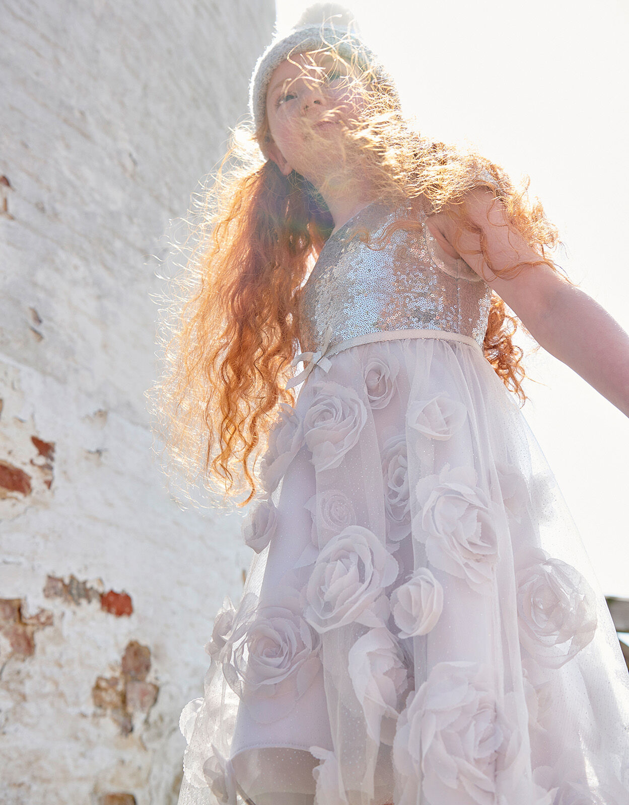 Monsoon grey flower girl dress discount