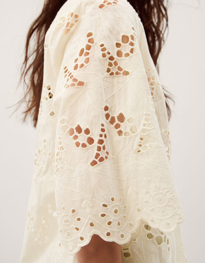 Selena Floral Embroidered Tunic Shirt Cream