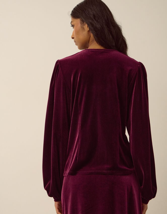 Buffy Bow Scallop Velvet Top, Red (BURGUNDY), large