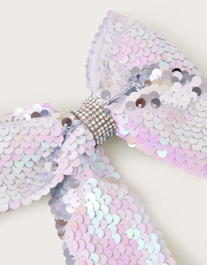 Reversible Sequin Bow Hair Clip, , large