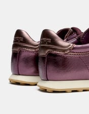 Hoff Bridge Metallic Leather Trainers, Red (BURGUNDY), large