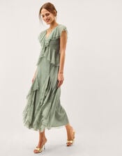 Alda Ruffle Lace Maxi Dress, Green (SAGE), large