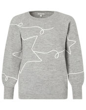 Cornelli Star Knit Jumper, Grey (GREY MARL), large