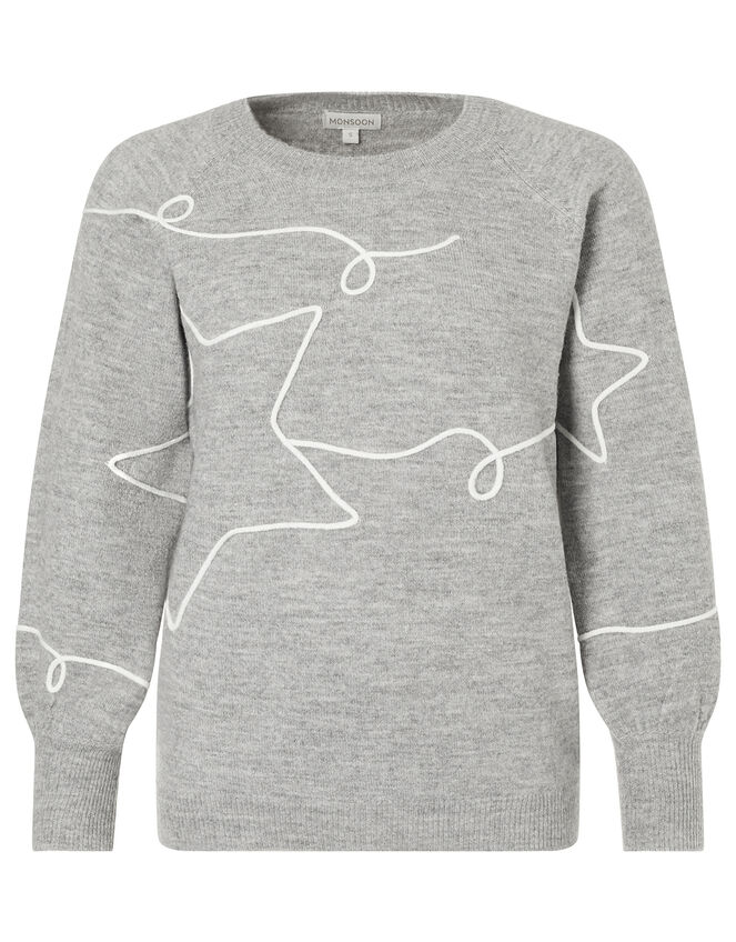 Cornelli Star Knit Jumper, Grey (GREY MARL), large