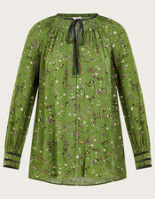 Ditsy Print Sequin Top in LENZING™ ECOVERO™ , Green (GREEN), large