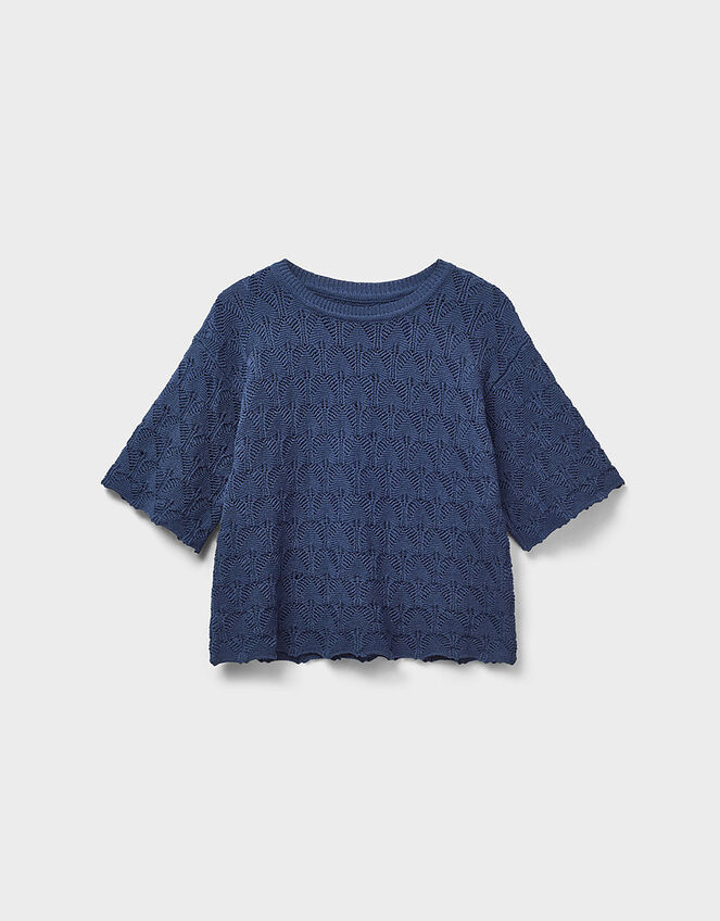 East Flora Pointelle Knit Tee, Blue (NAVY), large