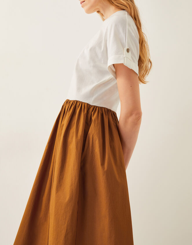 Cali Contrast T-Shirt Midi Dress, Camel (CAMEL), large