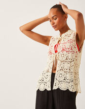 Ren Crochet Waistcoat, Ivory (IVORY), large