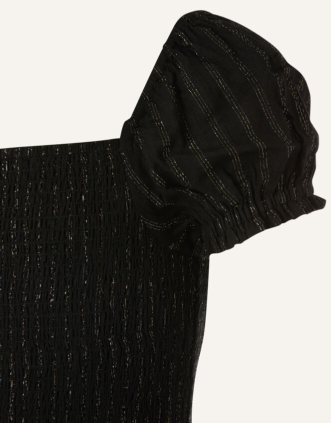 Sparkle Puff Sleeve Dress , Black (BLACK), large