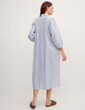 Callie Stripe Midi Shirt Dress, Blue (BLUE), large