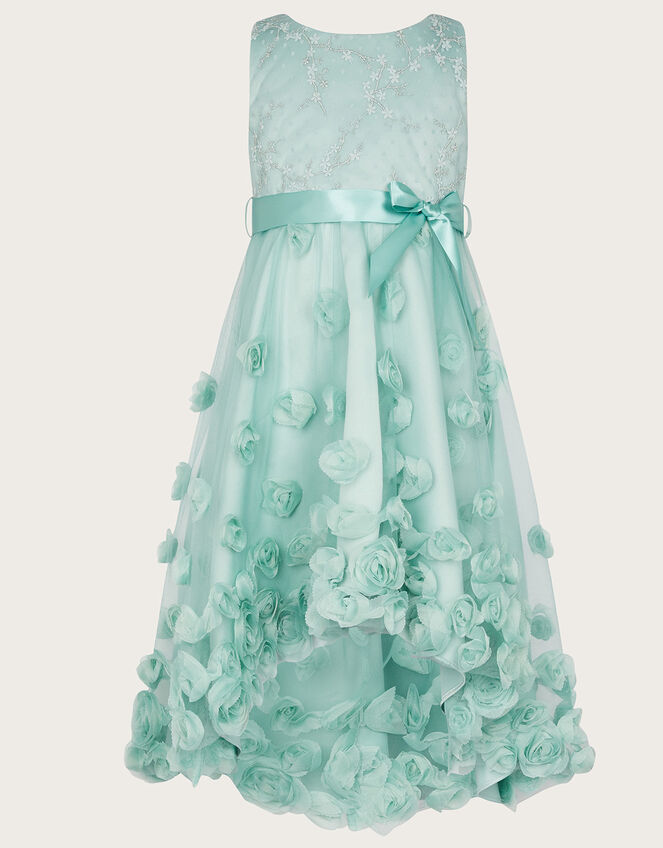 Ivy 3D Roses High Low Dress, Green (GREEN), large