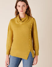 Button Side Knit Jumper, Yellow (OCHRE), large