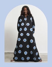 Par & Escala Josefa Puff Sleeve Print Maxi Dress, Black (BLACK), large