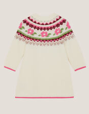 Baby Floral Fair Isle Jumper Dress, Ivory (IVORY), large