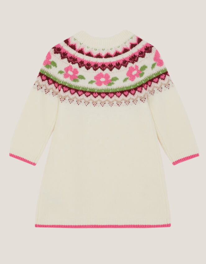 Baby Floral Fair Isle Jumper Dress, Ivory (IVORY), large