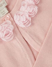Baby Ottilie Appliqu&eacute; Rose Cardigan, Pink (DUSKY PINK), large