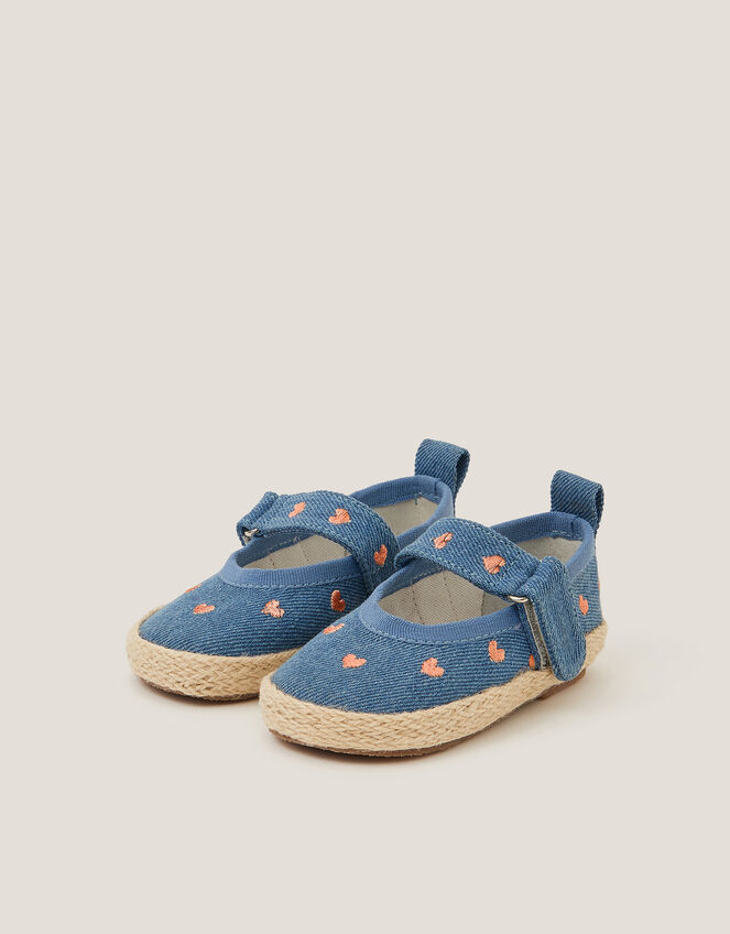 Baby Denim Espadrille Shoes, Blue (BLUE), large