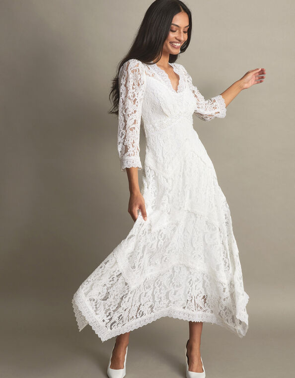 Emily Lace Hanky Hem Bridal Dress, Ivory (IVORY), large